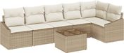 vidaXL Tuinset met 7 zitplaatsen. Beige en crème kleurig, gemaakt van polyrotan
