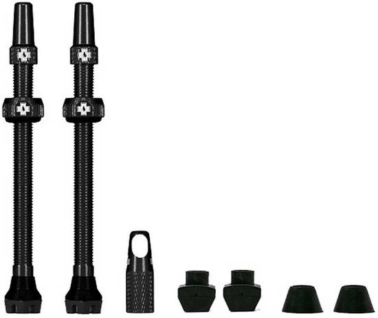 Muc-Off Tubeless Valves, Black 60mm - Dust Caps for Bikes with Valve Core Removal Tool - Presta Valve Caps for Tubeless MTB/Road/Gravel Bikes