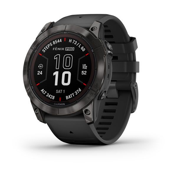 GARMIN fēnix® 7X Pro – Sapphire Solar Edition, Carbon Gray DLC titanium met lichte titanium armband