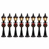 Lumineo Kerstdorp Lantaarns - Lantaarnpalen - 8x Stuks - 12 cm - Kerstdorp Accessoires