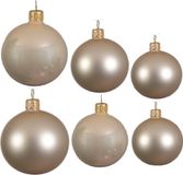 Decoris Kaemingk B.V. Compleet glazen kerstballen pakket champagne glans/mat 16x stuks - 6x 6 cm - 6x 8 cm - 4x 10 cm