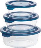 Sareva Glazen Ovenschalenset met Deksel - 3-delig - Rond - Blauw - Vaatwasser-, Oven-, Magnetron- en Vriezerbestendig