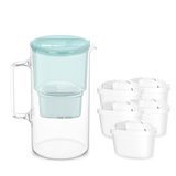 Wessper Glazen Waterfilterkan 3L Mintgroen met 5 Aquamax Filters