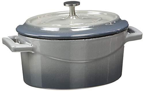 Pentole Agnelli Slowcook braadpan ovaal met 2 handgrepen, van gietijzer 0,4 litri grijs