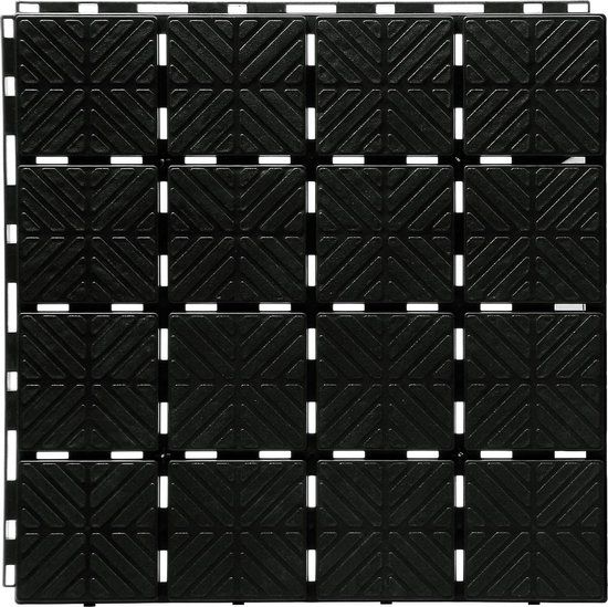 Merkloos Prosperplast Tuintegels - set van 9 stuks - Kunststof - Zwart - 38.5 x 38.5 cm