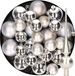 Kaemingk B.V. Décoration de Noël boules de Noël en plastique avec étoile en verre argent 6-8-10 cm lot de 37x pièces - Décoration de sapin de Noël