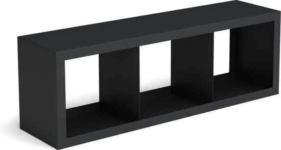 Geroba Beltza Zwarte Houtopslag Onderverdeling 3 Vakken 1500x385x500 mm