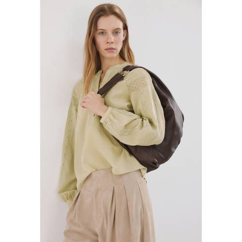 Mango top broderie lichtgroen