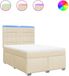 vidaXL Boxspringbed met matras, crème kleur, 140x200 cm, stoffen bekleding