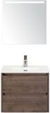 BES LED Dante Badmeubelset 60 cm - Tabacco - Keramische Wastafel Wit Cover met Sence Spiegel