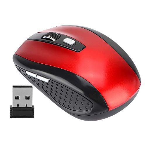 Topiky Draadloze muis, ultradunne 2.4G 1200DPI USB draadloze muis Ergonomische optische positioneringsmuis voor laptop/pc Computer/bediening/gaming(rood)