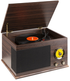 Fenton RP173 Retro Turntable with Bluetooth, FM Radio, RCA & USB Output - Wood & Yellow