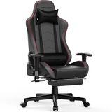 GTPLAYER Gamingstoel, gamerstoel met voetensteun, bluetooth-luidspreker, ergonomische bureaustoel, computerstoel, bureaustoel, pc-stoel met verstelbare rugleuning, belastbaar tot 150 kg, zwart