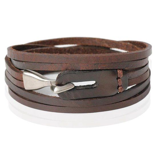 LGT JWLS Lookinggoodtoday Wikkelarmband Heren Bruin Leer Haak