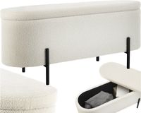 tectake® Zitbank met Opbergruimte - Bouclé-stof - Scandi-stijl - 96 x 36 x 43 cm