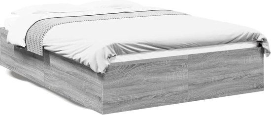 vidaXL Bedframe bewerkt hout grijs sonoma eikenkleurig 120x190 cm