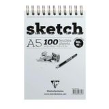 Clairefontaine 96646C Spiraalblok bovenzijde Sketch Papier - 100 Vellen Ivoorkleurig Tekenpapier met Zeer Lichte Korrel - Uitneembare Vellen - A5 14,8x21 cm 90g