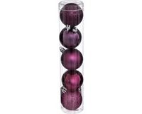 Atmosphera Kerstballen - 5 stuks - Framboos Roze - Kunststof - 5 cm