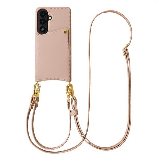 Selencia Hoesje - Geschikt voor Samsung Galaxy S26 - Backcover met koord en pashouder - Dusty Rose