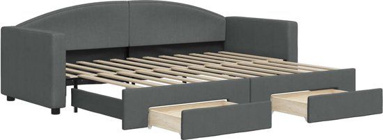 vidaXL Slaapbank met onderschuifbed en lades 80x200 cm stof donkergrijs