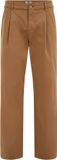 WE Fashion Heren loose fit chino met bandplooi en elastische broekband - Bruin - Maat 32/34
