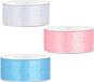 Bellatio Decorations 3x Rouleaux de ruban de satin pour cadeaux - 2,5 cm x 25 mètres - Mélange de couleurs Baby Shower - Rose