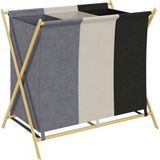 Panier à linge 3 compartiments, 129 L, pliable, multicolore