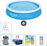 Bestway Fast Set Opblaasbaar Zwembad - 366cm - Blauw - Compleet met Accessoires