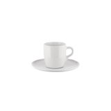 Alessi Itsumo NF07/76S - Set bestaande uit een mokka-kop en schotel voor dagelijks gebruik, minimalistische esthetiek, van wit porselein, diameter 12,5 cm