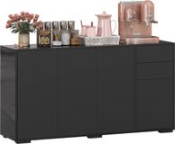 HOMCOM Dressoir - Spaanplaat - Zwart - 140x36x74cm