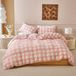 TRANKIELO® Seersucker Linge de lit 155 x 220 cm Rose/Blanc à carreaux