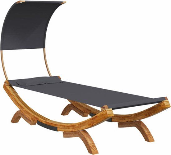 vidaXL Loungebed met luifel 100x200x126 cm gebogen hout antracietkleur