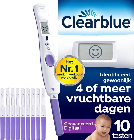 Clearblue Geavanceerde Digitale Ovulatietestset - 1 Digitale Houder En 10 Testen