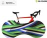 DS COVERS WHEEL Fietssok Binnen – Stretch Hoes voor racefiets, Gravelbike, MTB – Beschermt Vloer & Muur – Voor Binnengebruik – Stripes – Zwart Wit Blauw Groen gestreept