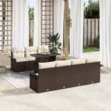 vidaXL Tuinbank Set 8-delig Bruin Polyrattan