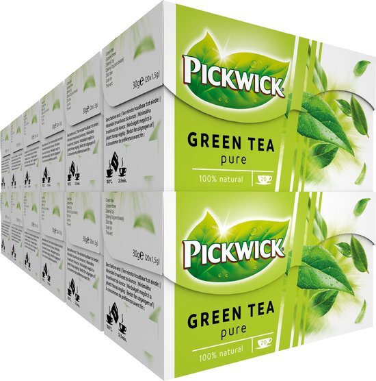 Pickwick Green Tea Pure - Pure Groene Thee - 240 Theezakjes - 100% Natuurlijk - 12 x 20 Zakjes