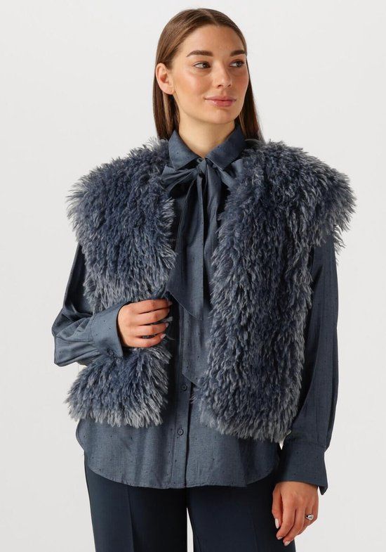 Jansen Amsterdam Dali Gilet Ff 276 Fake Fur Blazer - Donkergrijs - Maat L