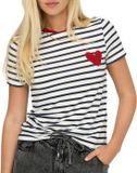 Only ONLHEART S/S TEE JRS NOOS Dames T-shirt - wit/blauw - S