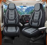 Bremer Sitzbezüge GmbH Premium Camper stoelhoezen voor Dethleffs Yoka Go H1 in Zwart/Grijs (2 losse stoelen)