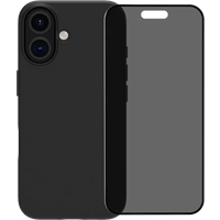 BlueBuilt Back Cover iPhone 16 Zwart + Privacy Filter Screenprotector Glas