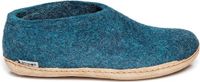 Glerups Unisex Wol Vilt Petrol Pantoffels met Leren Zool - Maat 37
