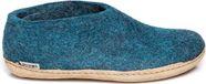 Glerups Unisex Wol Vilt Petrol Pantoffels met Leren Zool - Maat 37