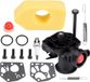 Briggs & Stratton Jeu de carburateur pour tondeuse à gazon – Convient pour 499809 498809A 494406, avec filtre à air, vis, ressort, diaphragme, pompe à carburant, bougie d'allumage