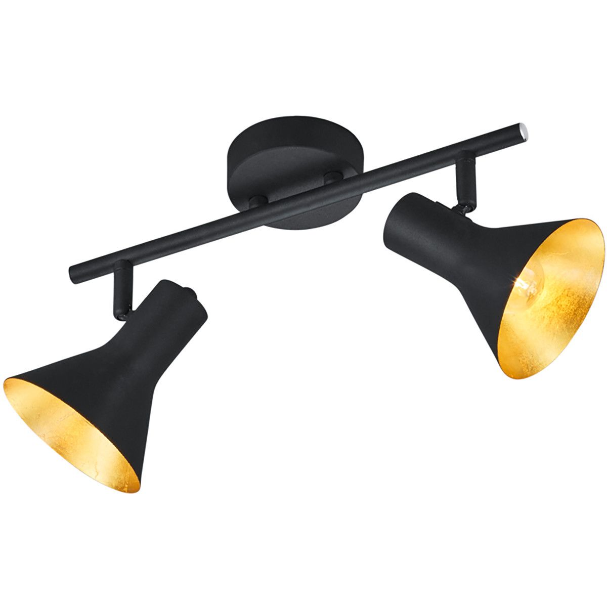 BES LED Trion Nana Plafondspot - E14 - 2-lichts - Rond - Mat Zwart/Goud - Aluminium