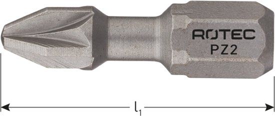 Rotec schroefbit, BASIC, Torsion, PZ3x25mm (Pozi) (2st.)