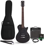 Gear4music New Jersey Electric Guitar Black, 10W Guitar Amp & Accessory Pack