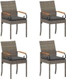 vidaXL Tuinstoelen - 4 st - Grijs en Donkergrijs - Poly Rattan en Acacia