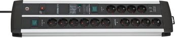 Brennenstuhl Premium-Protect-Line Stekkerdoos - 14-voudig - 2x schakelaar - Overspanningsbeveiliging - 3 m kabel - 2x USB - Zilver/Zwart