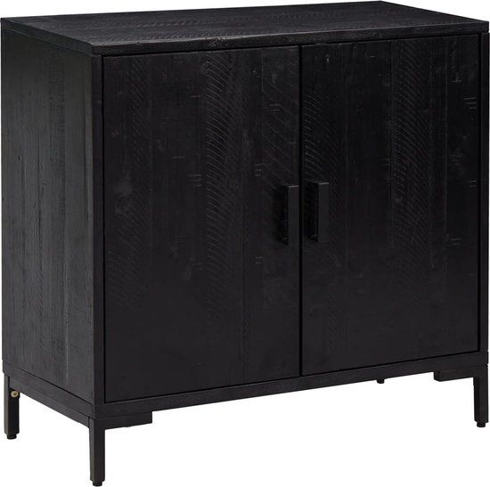 vidaXL Dressoir 75x35x70 cm Zwart Grenenhout