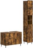 vidaXL - 2-delige - Badkamerkast - Set - ZWOLLE - Gerookt - eiken - Bewerkt - hout